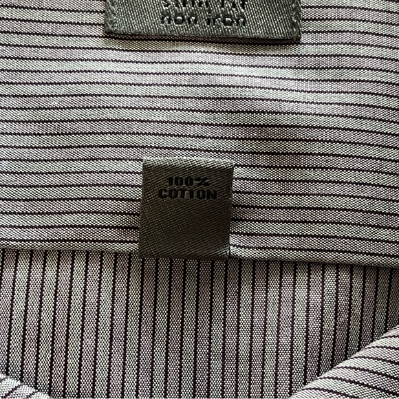 CK Calvin Klein Slim Fit Non Iron Button Up Long Sleeve Shirt Purple Gray 17 1/2 - Picture 6 of 9